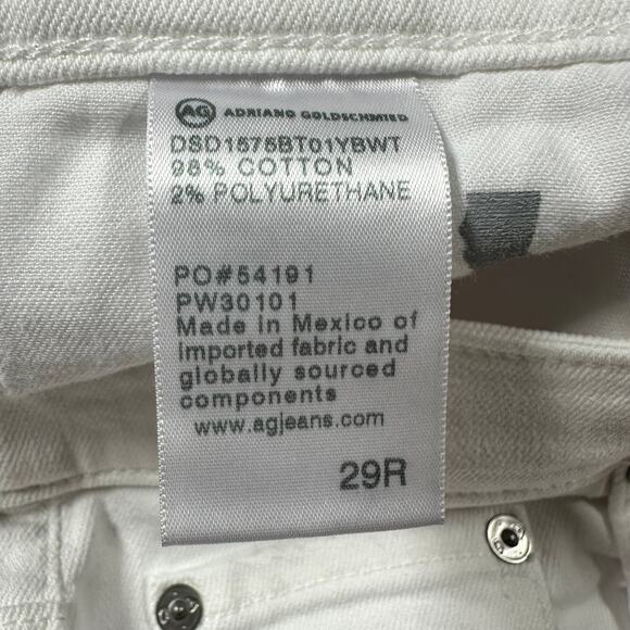 AG Adriano Goldschmied NWT Ex-Boyfriend Slouchy Slim White Denim Jeans Size 29R - Picture 9 of 12